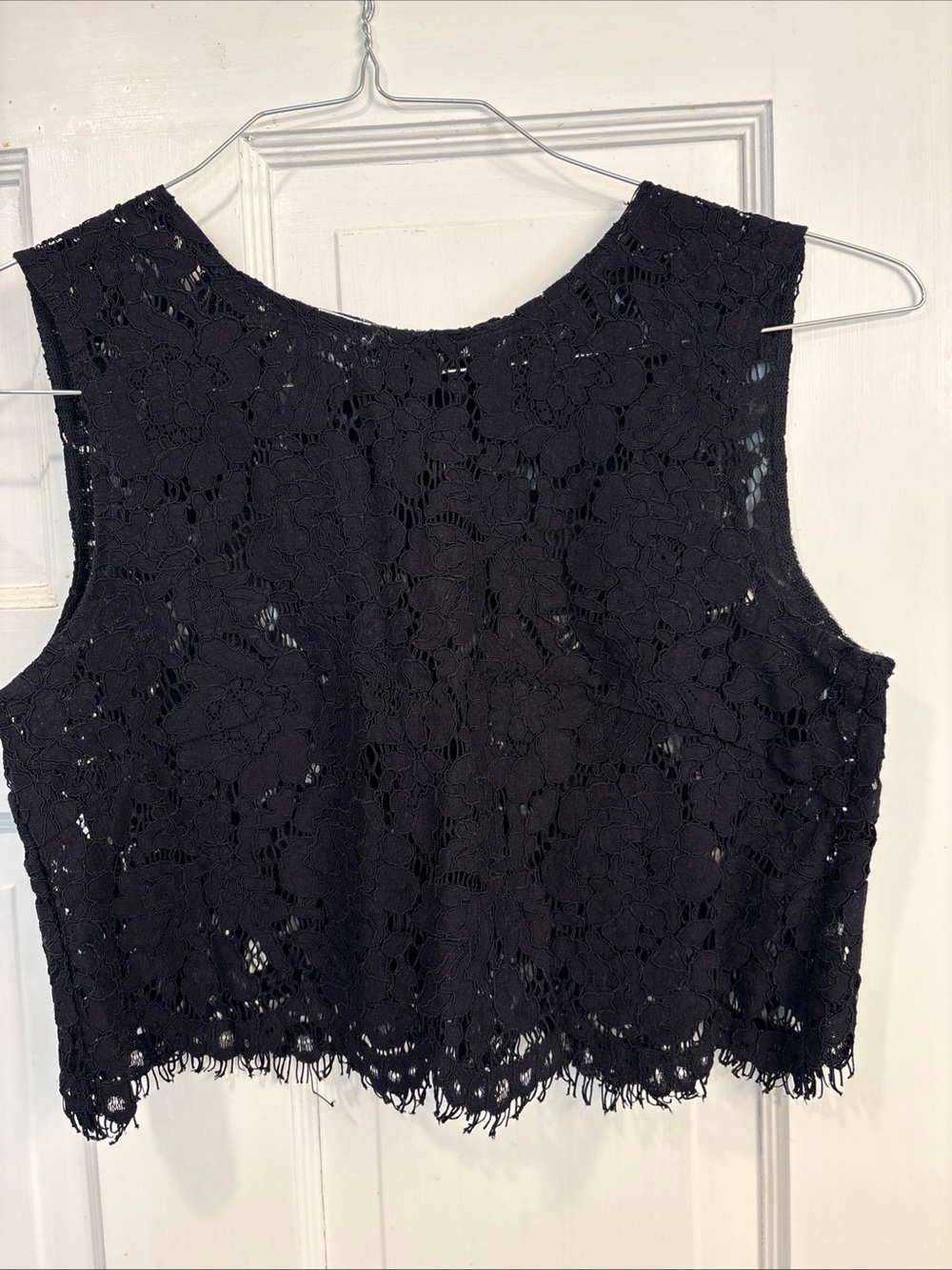 Jenny Yoo Collection Sleeveless Black  Lace Cropped Top Size XS